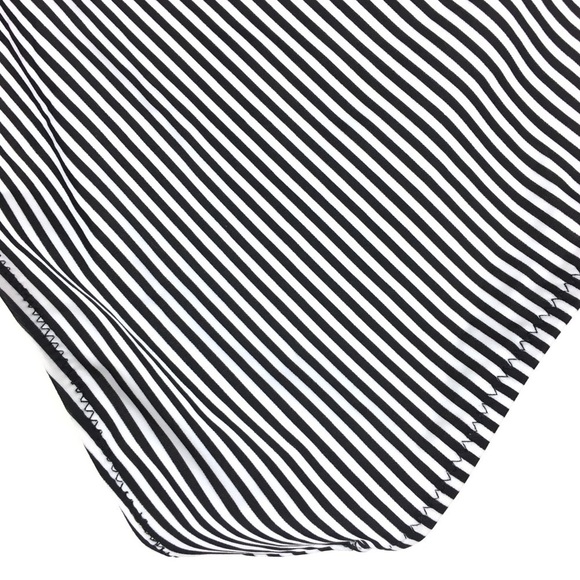 CUPSHE High Waisted Bikini Bottom Stripe Ruched Classic Black White Medium NWT - Picture 6 of 10